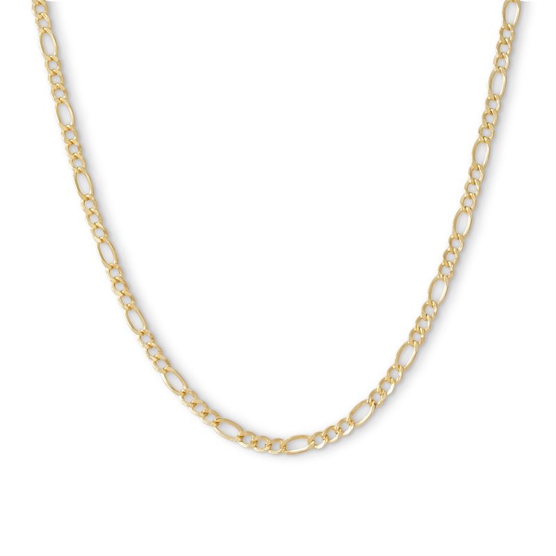 060 Diamond-Cut Figaro Chain Necklace in 14K Hollow Gold - 16"