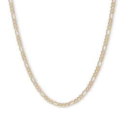 060 Gauge Diamond-Cut Figaro Chain Necklace in 14K Hollow Gold - 20&quot;