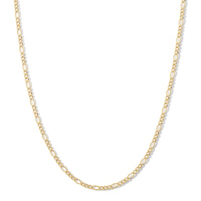 14K Hollow Gold Diamond-Cut Figaro Chain