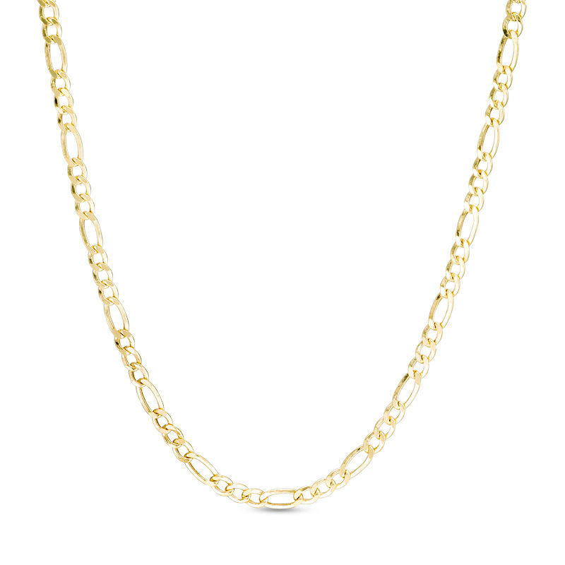 060 Gauge Diamond Cut Figaro Chain Necklace in 14K Hollow Gold