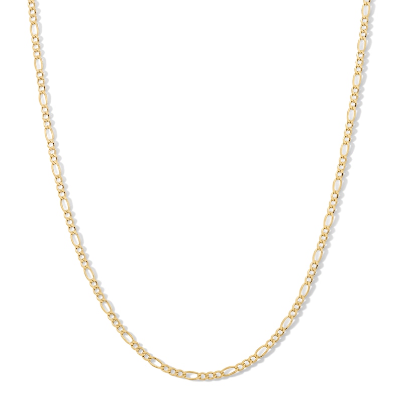 060 Gauge Diamond-Cut Figaro Chain Necklace in 14K Hollow Gold - 20"