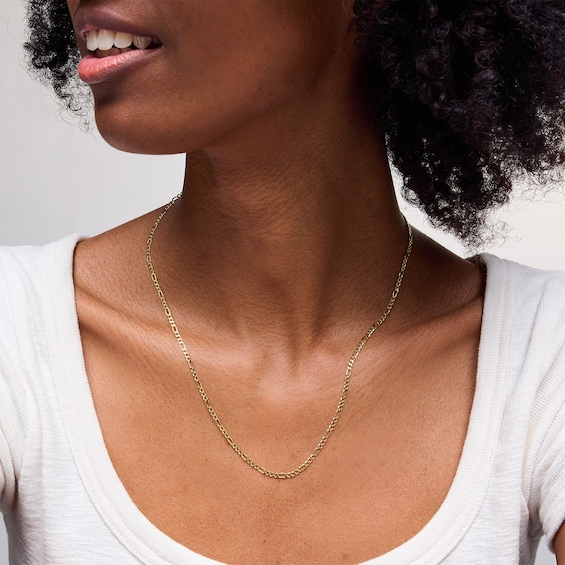 14K Hollow Gold Diamond-Cut Figaro Chain