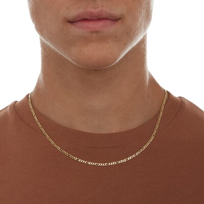 14K Hollow Gold Diamond-Cut Figaro Chain