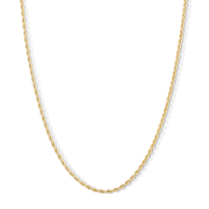 016 Gauge Hammered Rope Chain Necklace in 14K Hollow Gold - 18"