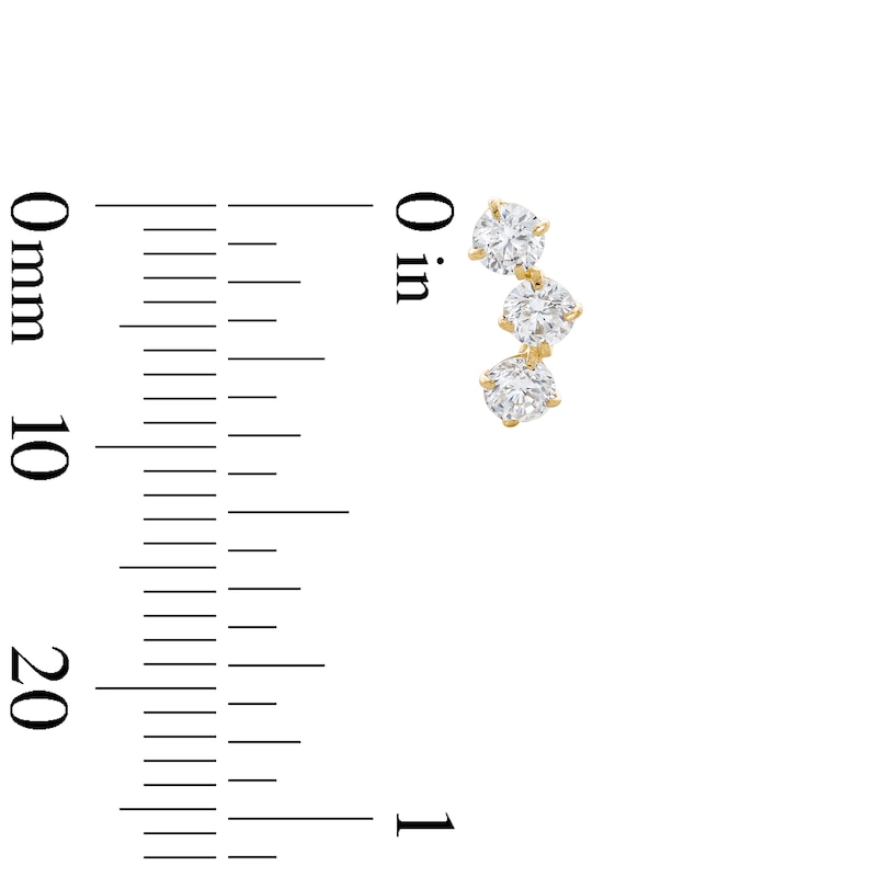 Main Image 5 of Cubic Zirconia Three Stone Stud Earrings in 10K Gold