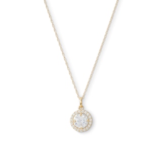 10K Semi-Solid Gold CZ Frame Pendant - 17"
