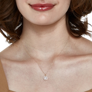 10K Semi-Solid Gold CZ Frame Pendant - 17"
