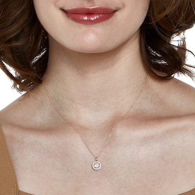 10K Semi-Solid Gold CZ Frame Pendant - 17"