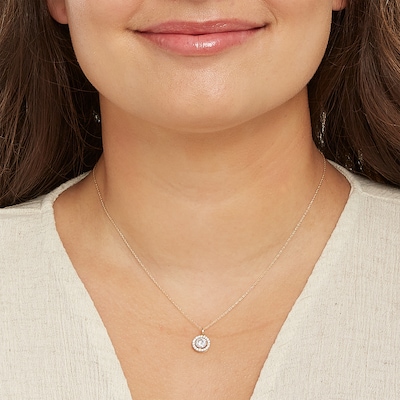 10K Semi-Solid Gold CZ Frame Pendant - 17"