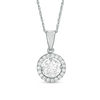 Thumbnail Image 1 of 6mm Cubic Zirconia Frame Pendant in 10K White Gold - 17"