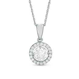 6mm Cubic Zirconia Frame Pendant in 10K White Gold - 17&quot;