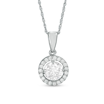 6mm Cubic Zirconia Frame Pendant in 10K White Gold - 17"