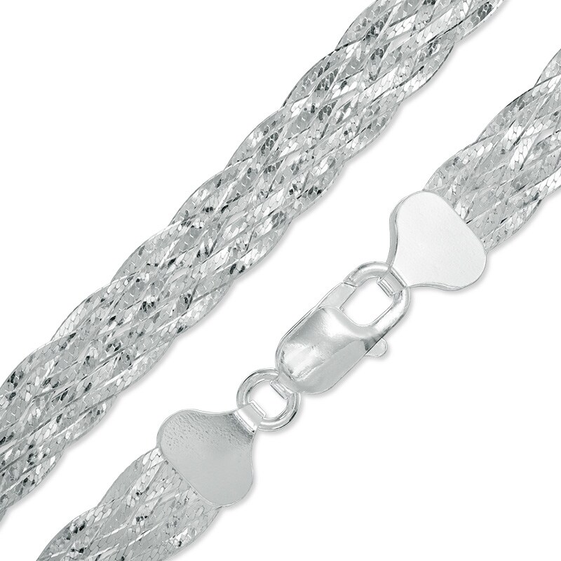 Main Image 1 of Multi-Strand Herringbone Chain Necklace in Sterling Silver - 18&quot;