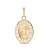 Thumbnail Image 1 of Cubic Zirconia Our Lady of Guadalupe Diamond-Cut Oval Necklace Charm in 10K Tri-Tone Gold