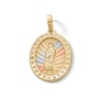 Thumbnail Image 1 of Cubic Zirconia Our Lady of Guadalupe Diamond-Cut Oval Necklace Charm in 10K Tri-Tone Gold
