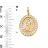 Thumbnail Image 4 of Cubic Zirconia Our Lady of Guadalupe Diamond-Cut Oval Necklace Charm in 10K Tri-Tone Gold