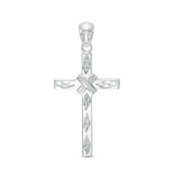 Diamond-Cut &quot;X&quot; Rope Cross Charm in Sterling Silver