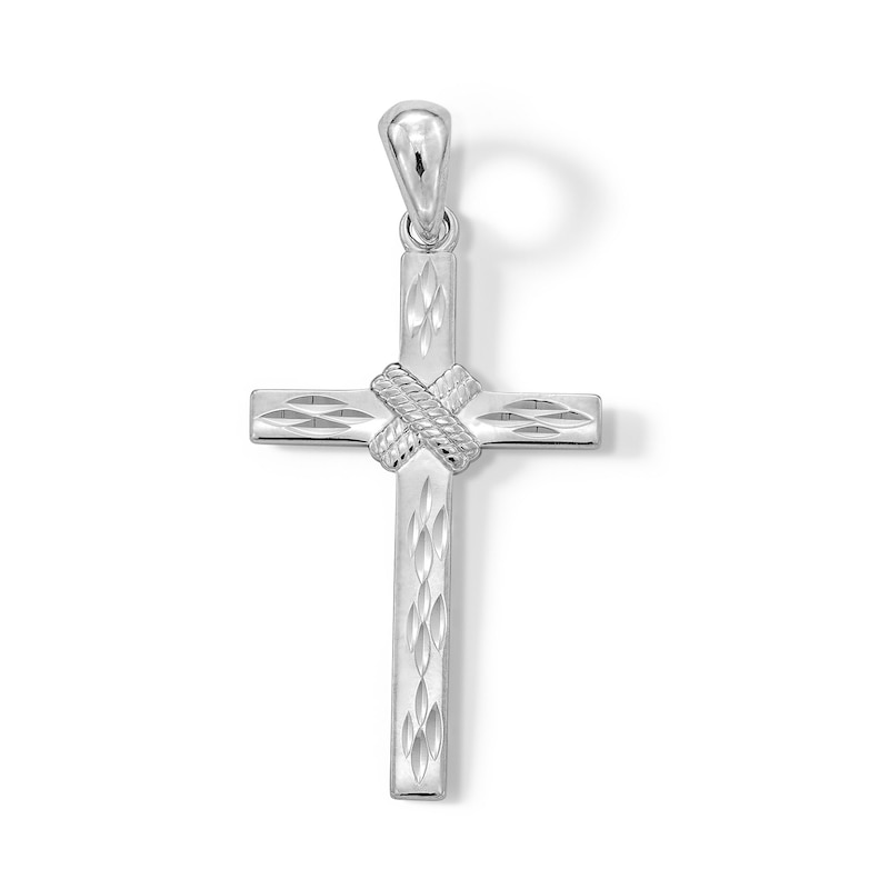 Diamond-Cut "X" Rope Cross Charm in Sterling Silver