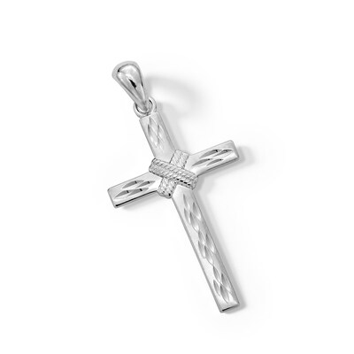 Sterling Silver Diamond-Cut "X" Rope Cross Necklace Charm