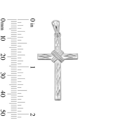 Sterling Silver Diamond-Cut "X" Rope Cross Necklace Charm