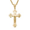 Thumbnail Image 1 of Diamond-Cut Crucifix Pendant in Brass with 14K Gold Plate - 24"