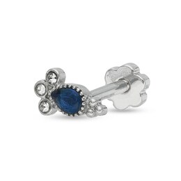 016 Gauge Pear-Shaped Blue Cubic Zirconia Vintage-Style Labret in Stainless Steel