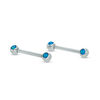 Thumbnail Image 0 of 014 Gauge Synthetic Blue Opal Barbell Pair in Stainless Steel