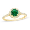 6mm Simulated Emerald and Lab-Created White Sapphire Frame Ring in 10K Gold - Size 7