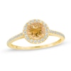 6mm Citrine and Lab-Created White Sapphire Frame Ring in 10K Gold - Size 7