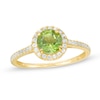 6mm Peridot and Lab-Created White Sapphire Frame Ring in 10K Gold - Size 7