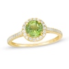 Thumbnail Image 0 of 6mm Peridot and Lab-Created White Sapphire Frame Ring in 10K Gold - Size 7