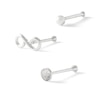 Thumbnail Image 0 of Semi-Solid Sterling Silver Crystal and Infinity Three Piece Nose Stud Set - 22G