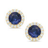 Thumbnail Image 0 of 10K Solid Gold Lab-Created Blue Spinel and White Sapphire Frame Studs