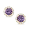 Thumbnail Image 0 of 10K Solid Gold Simulated Alexandrite and Lab-Created White Sapphire Frame Studs
