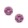 8mm Lab-Created Pink Sapphire Solitaire Stud Earrings in 10K Gold