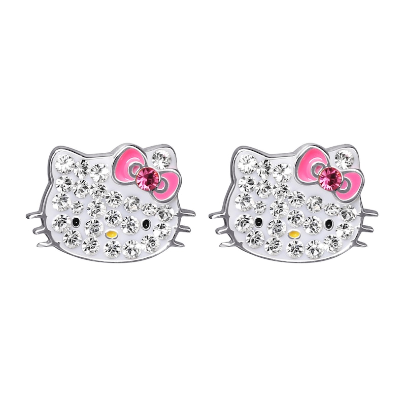 Hello Kitty Sterling Silver Enameled Hoop Earrings 