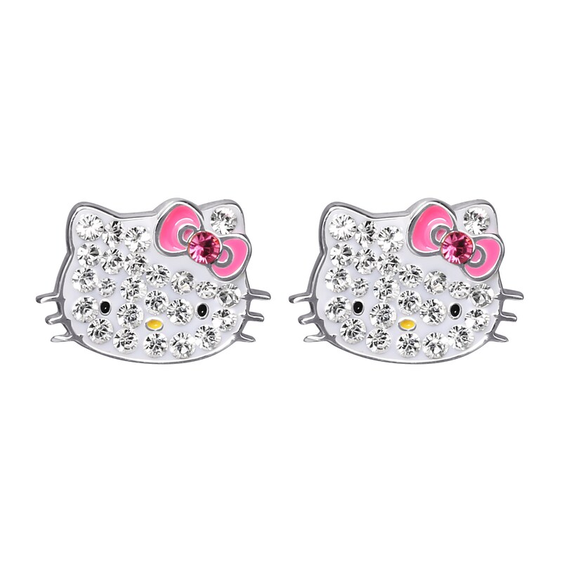 Hello Kitty Name Bling Heart Hoop Earrings