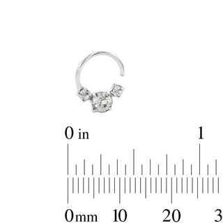 Semi-Solid Sterling Silver Crystal Three Piece Nose Ring Set - Multi-Gauge