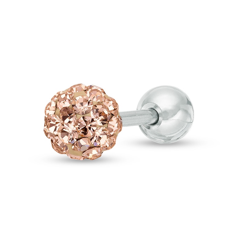 018 Gauge Champagne Cubic Zirconia Cartilage Barbell in Stainless Steel