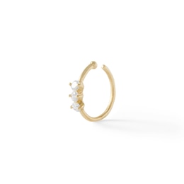 14K Solid Gold CZ Three Stone Nose Ring - 20G 5/16&quot;