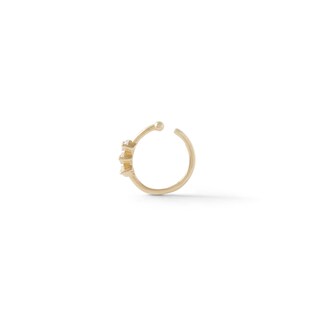 14K Solid Gold CZ Three Stone Nose Hoop