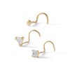 Thumbnail Image 0 of 14K Semi-Solid and Hollow Gold CZ Three Piece Nose Ring Set - 22G