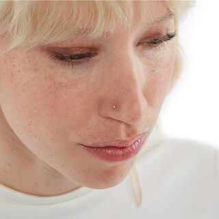 14K Semi-Solid and Hollow Gold CZ Three Piece Nose Ring Set - 22G
