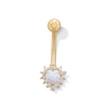 Thumbnail Image 0 of 10K Solid Gold Heart-Shaped Simulated Opal and CZ Belly Button Ring - 14G 3/8"