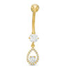 Thumbnail Image 0 of 10K Solid Gold CZ Teardrop Dangle Belly Button Ring - 14G 3/8"