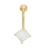 Thumbnail Image 1 of 014 Gauge 7.0mm Princess-Cut Simulated Opal Belly Button Ring in 10K Gold