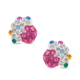 Child's Multi-Colored Crystal and Enamel Cupcake Stud Earrings in 14K Gold