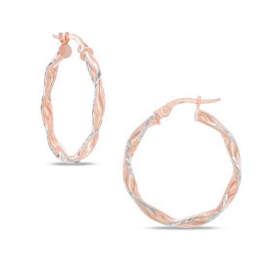 Diamond-Cut Twist Hoop Earrings in 10K Rose Gold