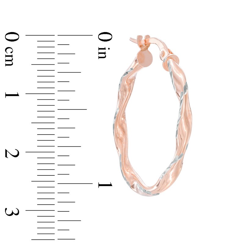 Main Image 2 of Diamond-Cut Twist Hoop Earrings in 10K Rose Gold