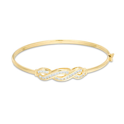 Made in Italy Cubic Zirconia Braid Bangle in 10K Gold